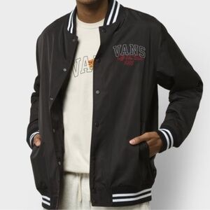 Vans Black Bomber Jacket with White Stripe Trim